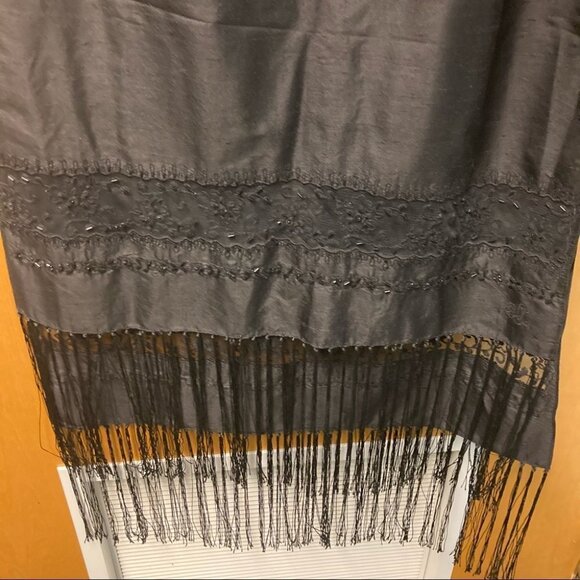 Ralph Lauren RLR SCARF Beaded Embroidered Raw Silk Like Material - Picture 2 of 4